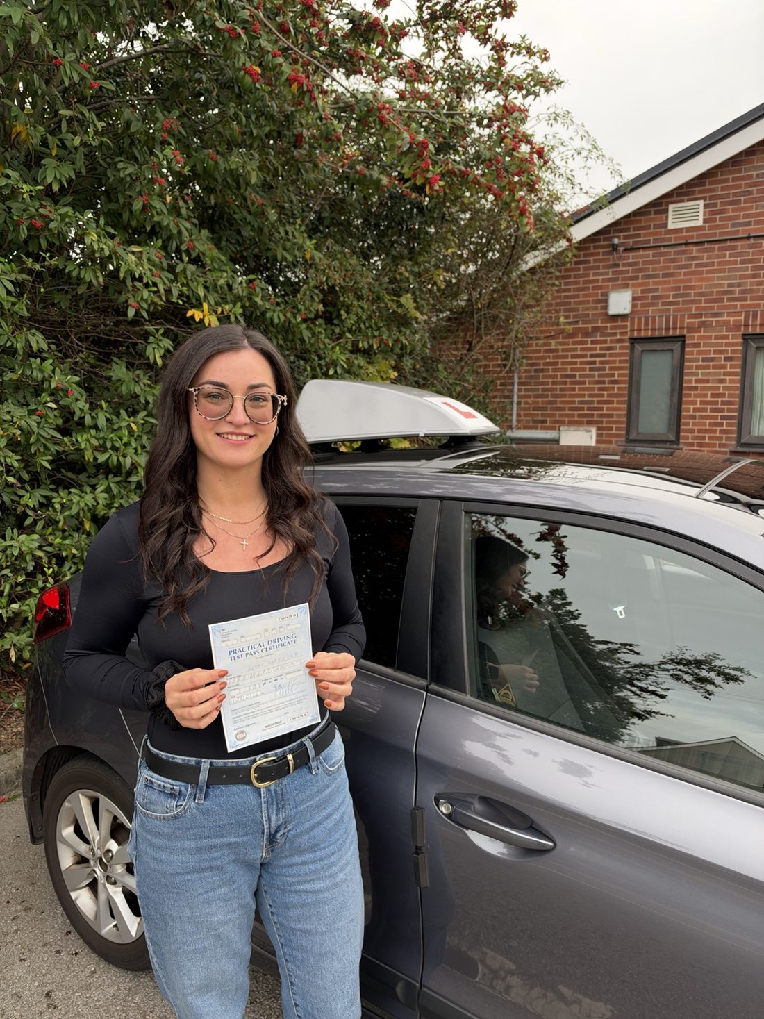 RAD Drive learner celebrating passing her practical driving test in Barnsley